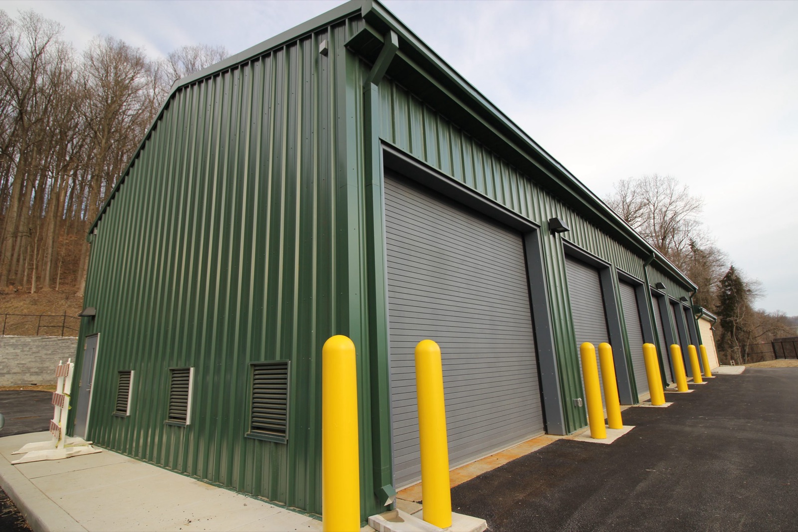 Mt. Holly NJ School District maintenance building in green metal siding