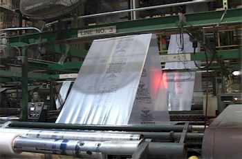 Film web running on extrusion line number 3 inside the Fairfield plant