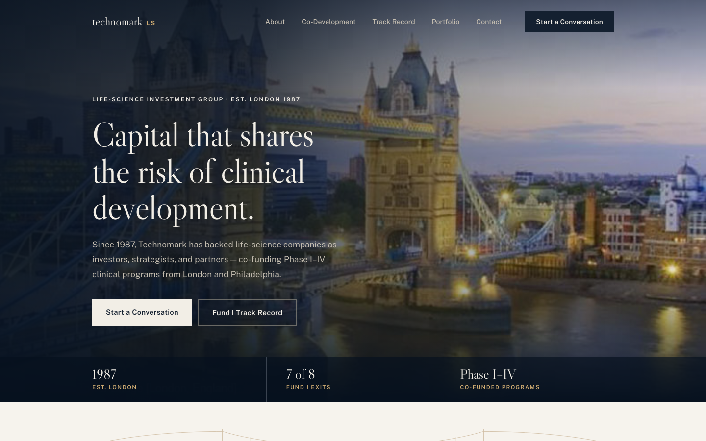 Screenshot preview of the Technomark LS homepage concept